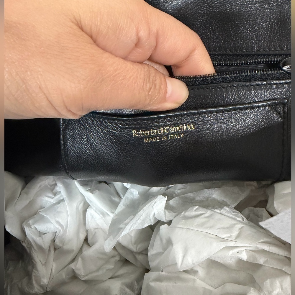 Roberta Di Camerino Black Velvet and leather Gold Satchel Authentic - Picture 2 of 10